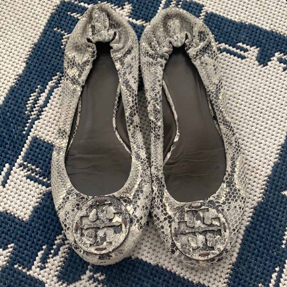 Gray python Tory Burch ballet flats